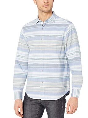 Tommy Bahama Island Sky Light Blue and White Striped Button-Down Shirt